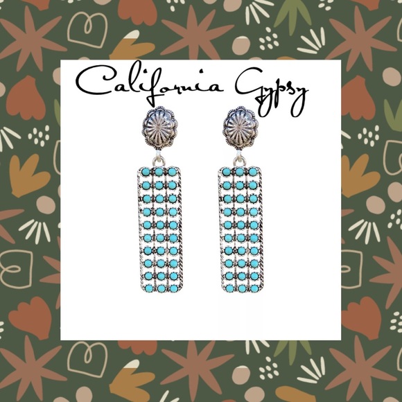 Turquoise Western Concho Earrings - Picture 3 of 7